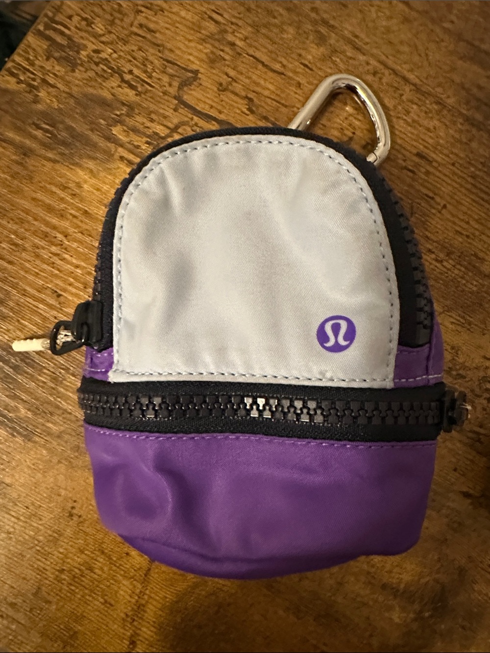 Lululemon Mini Pouch backpack Keychain in Purple & Light Gray